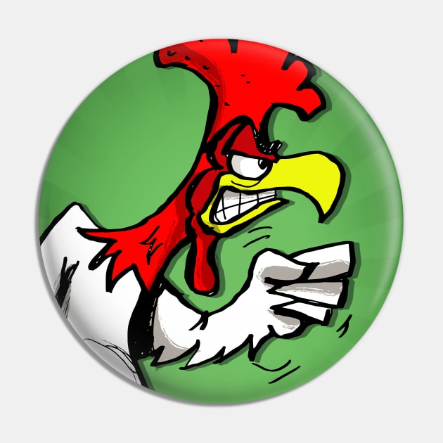 Road Rage Rooster Pin by i4ni Studio