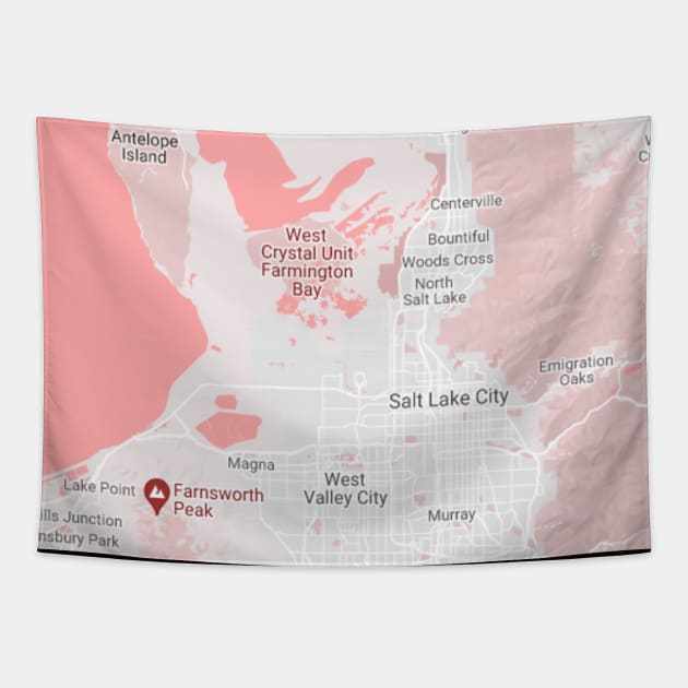 Salt lake city pink map Tapestry by Mapmania