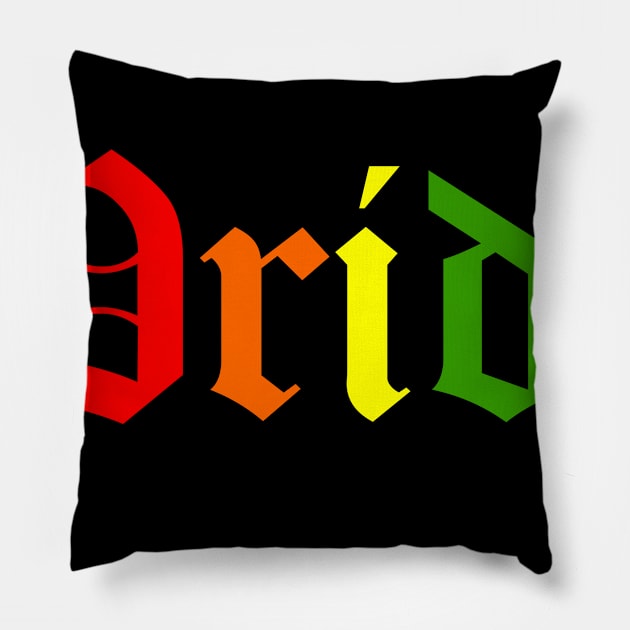 Pride Multicolour Gothic Text Pillow by btcillustration