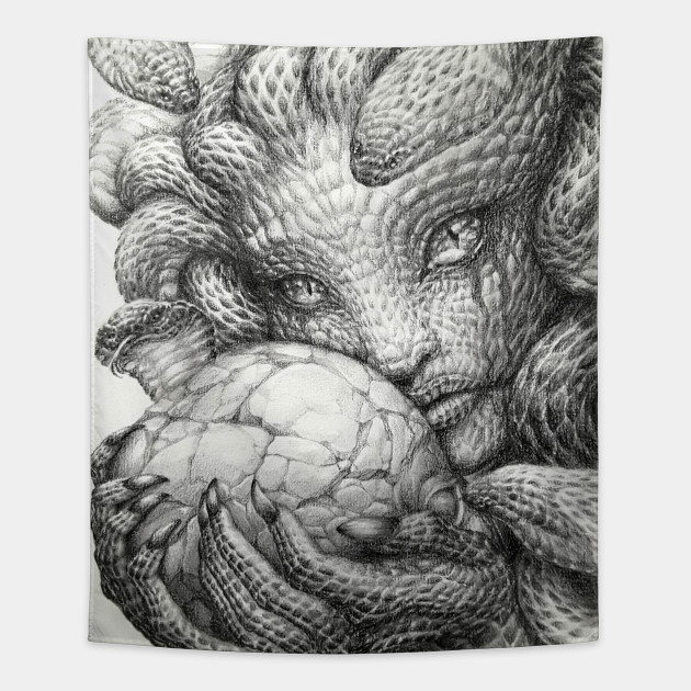Medusa Pencil Drawing Medusa Portrait Tapestry Teepublic