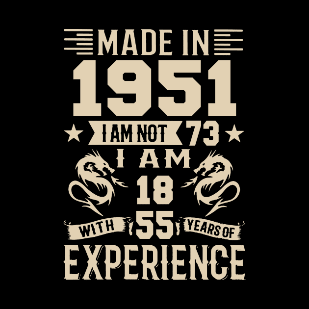 Made In 1951 I Am Not 73 I Am 18 With 55 Years Of Experience by Happy Solstice