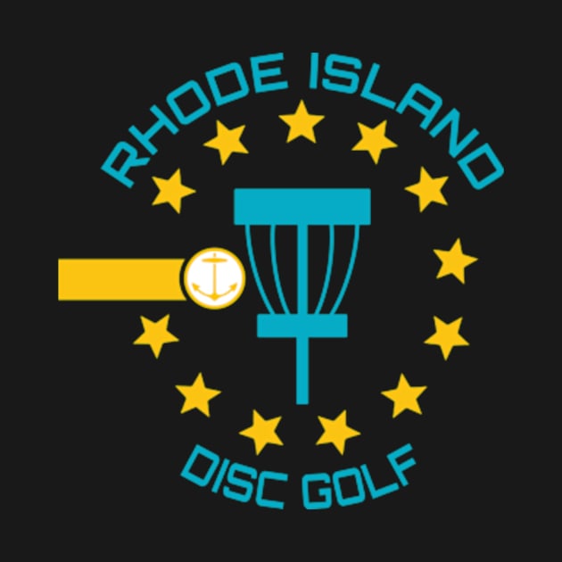 Rhode Island Disc Golf - State Flag Black by grahamwilliams