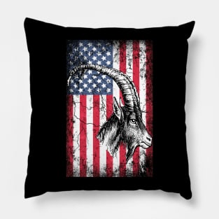 Patriotic Goat American Flag Pillow