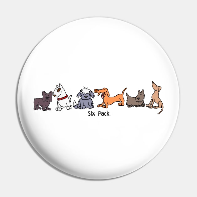 Six Pack of Dogs Cartoon Dog Pin by MoPaws