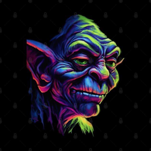 Retro Neon Goblin T-Shirt | Vintage 80s Fantasy Graphic Design | Glowing Goblin by WyldbyDesign