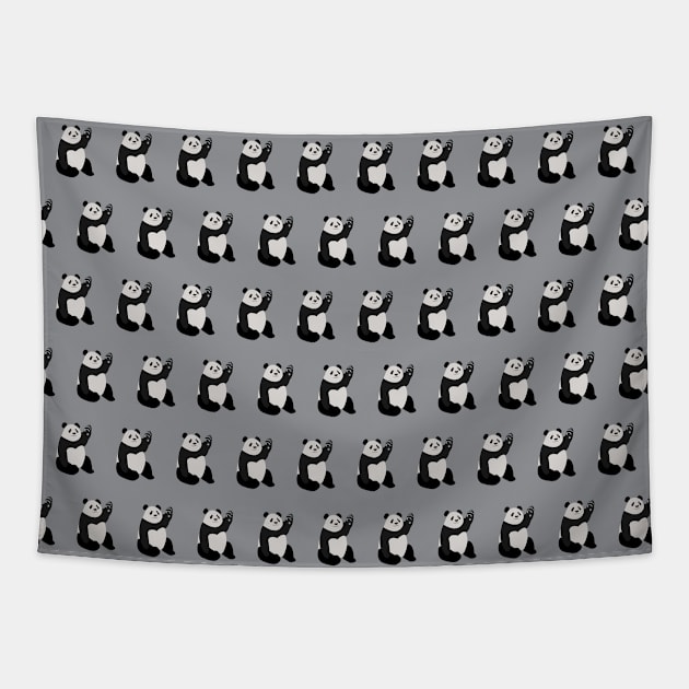 Waving Panda Bear Tapestry by KCPetPortraits