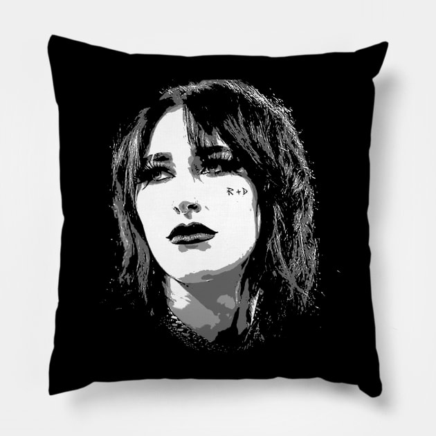 rhea ripley  black and white art Pillow by jerrysanji