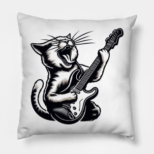 Cat Playing Guitar Pillow