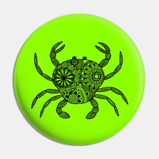 Mandala Crab (green and black) Pin