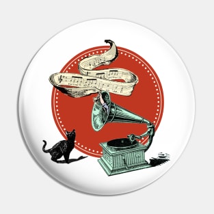The Cat and the Song (Red Circle) Pin