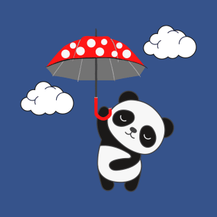 Dreamy Flying Panda Bear with Umbrella T-Shirt