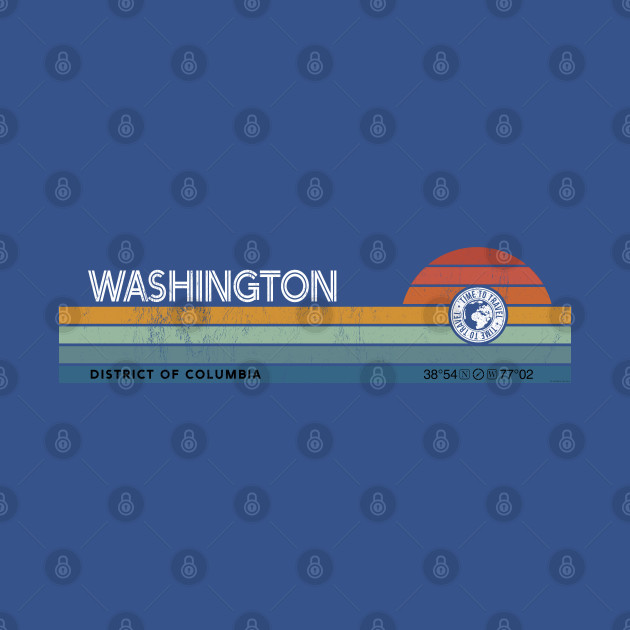 Discover Washington District Of Columbia USA America Retro Sunset Rainbow Synth Striped - Washington - T-Shirt