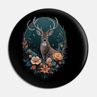 Cottagecore Floral Deer Aesthetic Pin