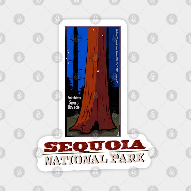 Sequoia National Park Retro Magnet by Alexander Luminova