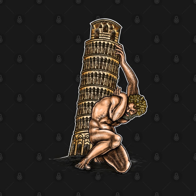 Atlas holds the tower of Pisa,Pisa tower by Artardishop