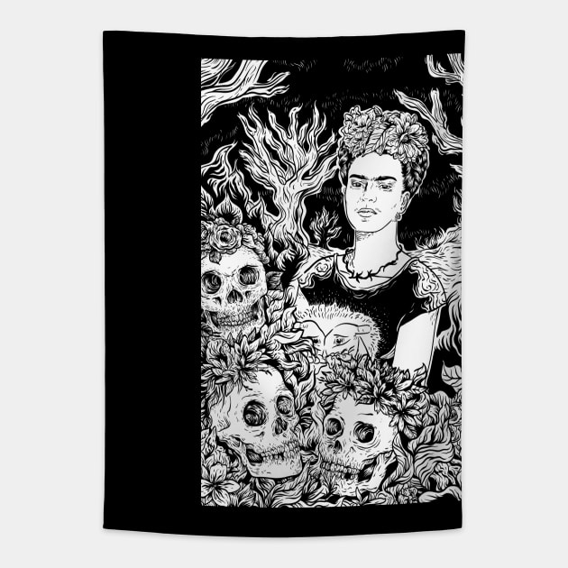 Frida (black) Tapestry by AndyAlvez