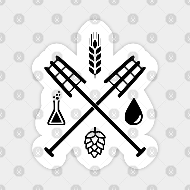 Beer Ingredients Dueling Paddles [Dark] (No Outline) Magnet by PerzellBrewing