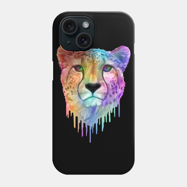 Rainbow Drip Cheetah Print Phone Case by Art by Deborah Camp