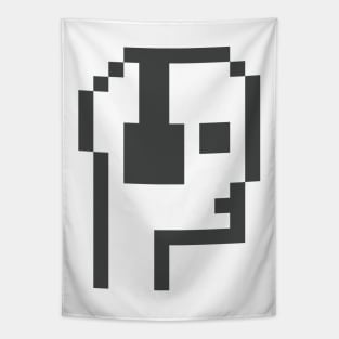 Pixel Art / Man With Headphones - Black on White /ToolCrypto NFT #99 Tapestry