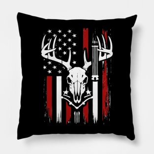 Deer Bow Hunting American Flag Bow Hunter Pillow