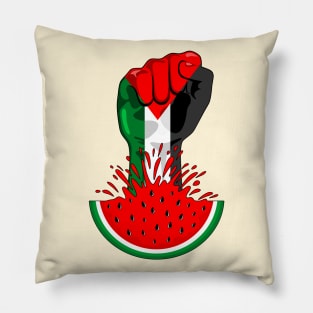 Palestine Flag on Revolution Fist Symbol of freedom coming out from a Watermelon Pillow