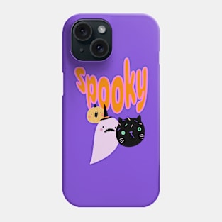 Spooky Halloween Cute Ghost, Pumpkin and Scaredy Cat Phone Case