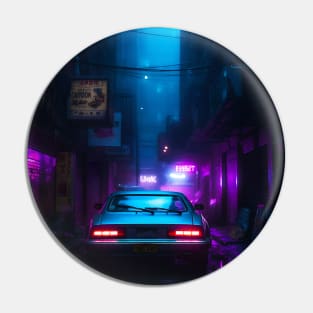 Neon Lit Car At Night Pin