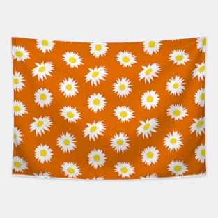 90’s Daisy Ditsy Pattern on Orange Tapestry