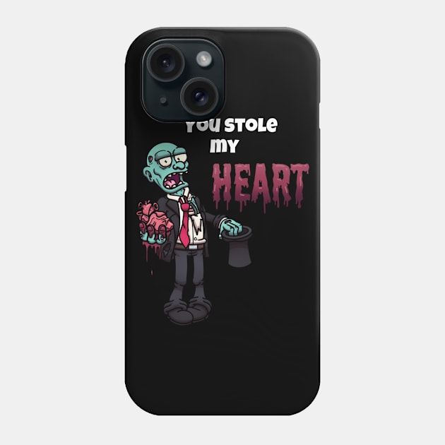You Stole My Heart Valentine Zombie Phone Case by TheMaskedTooner