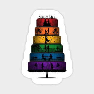 Lesbian Pride Wedding Cake with Rainbow Tiers Magnet