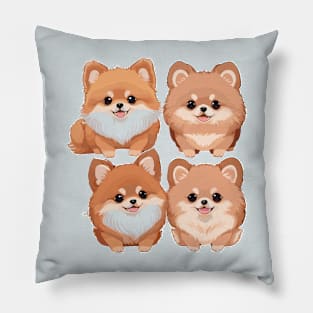 Kawaii pomeranian Dog Group design Pillow