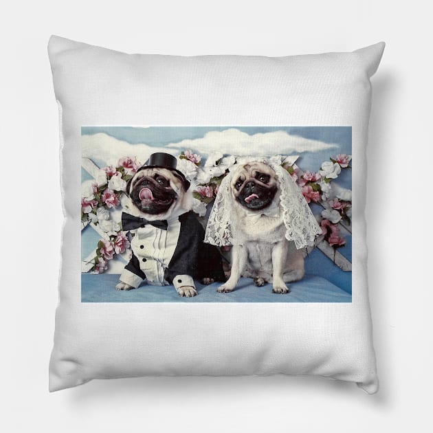 The Wedding Pug Dogs Pillow by candiscamera