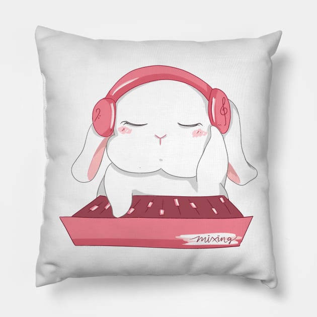 Sound Engineer Girl _ White Bunny Couple Pillow by GambarGrace