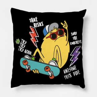 Funny And Crazy Skater Monster For Awesome Skateboarding Friends With Mental Disorder - international friendship Pillow