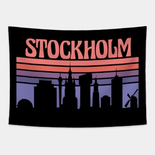 Stockholm City Skyline Sunset Tapestry