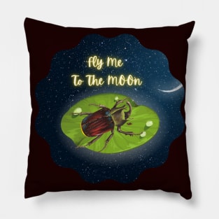 Beetle Fly Me To The Moon Pillow