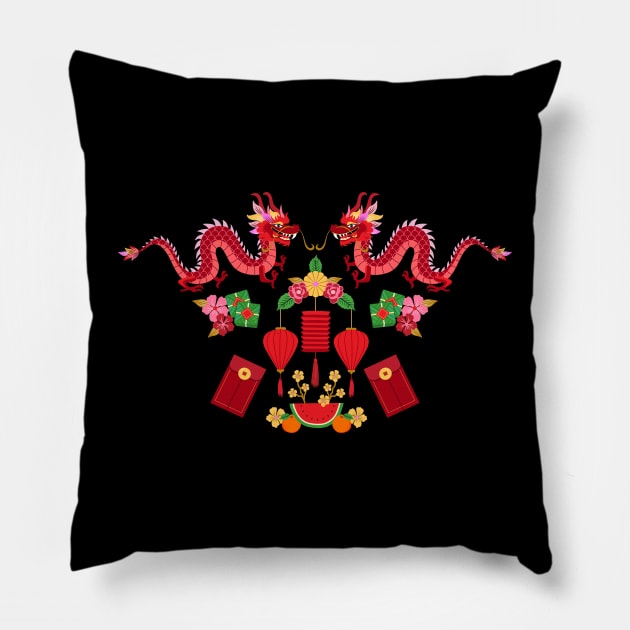 Lunar New Year - Year of the Dragon Pillow by Jennifer Ladd