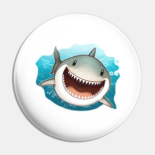 Smiling Tiger Shark Cartoon Art Pin