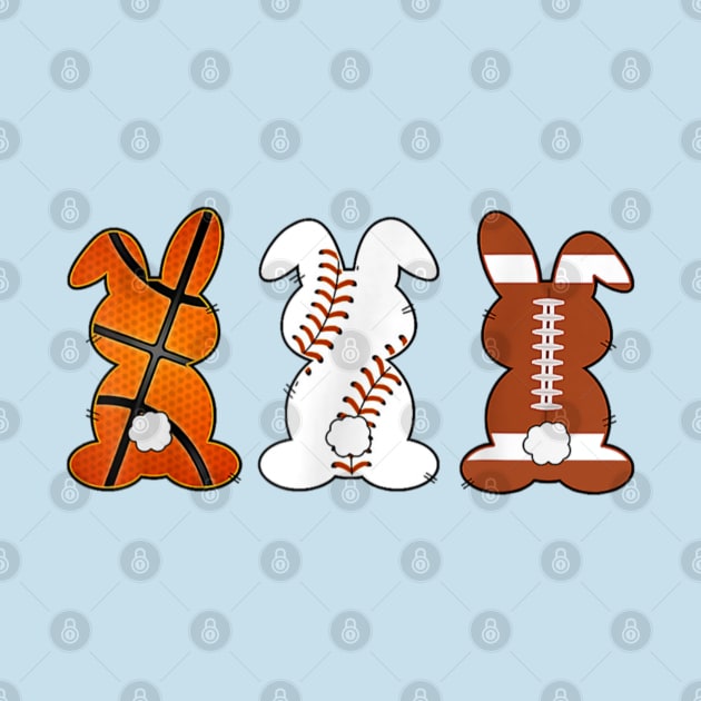 Basketball Baseball Football Sports Easter Bunny Rabbits by Emily Ava 1