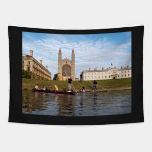 People punting near Kings College Cambridge England UK Tapestry