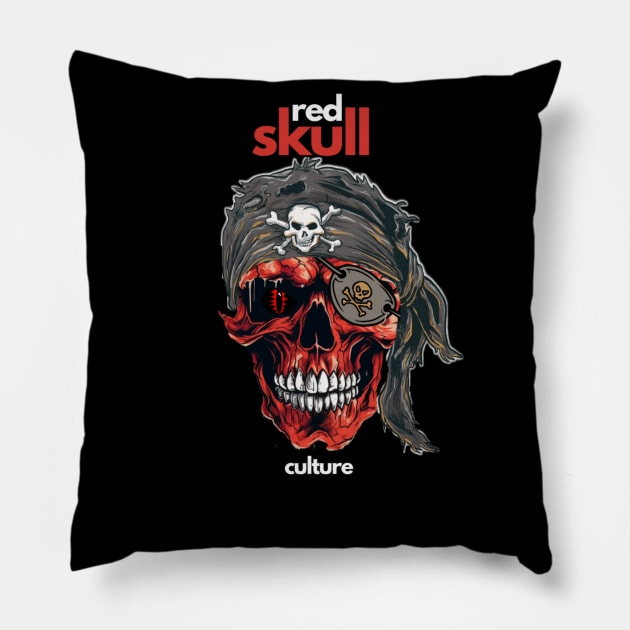 Red Skull Culture, Festival t-shirt, Unisex t-shirt, tees, men's t-shirt, women's t-shirt, summer t-shirt, trendy t-shirt, pirate t-shirts Pillow by Clinsh Online 