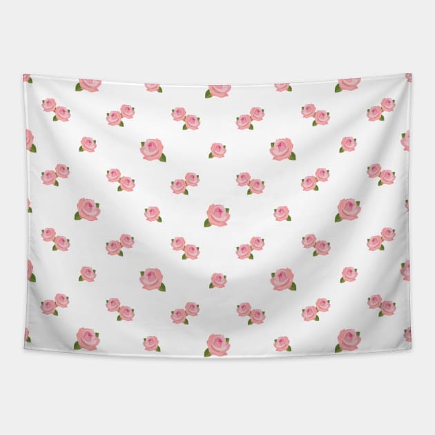 Pink Roses Illustrative Pattern Tapestry by NataliePaskell