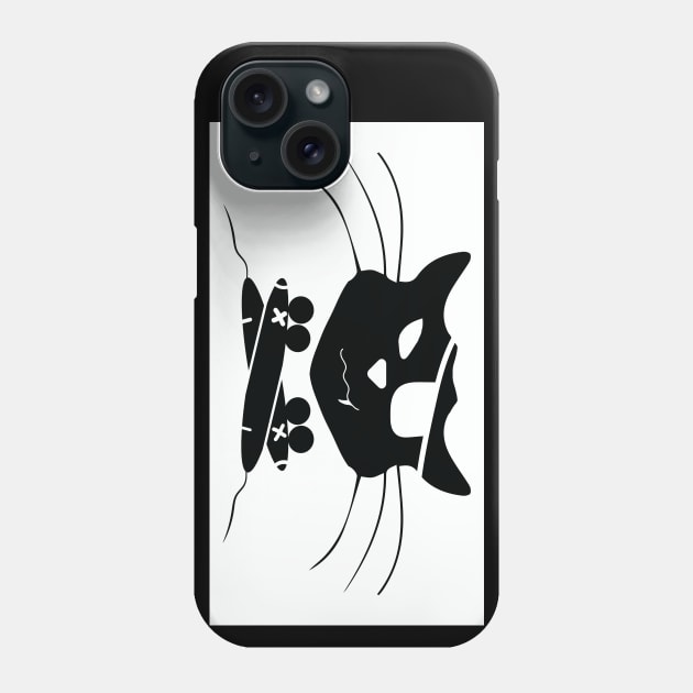 Jolly Roger Pirate Black Cat Crossbones (Cross Mice) - designed by pelagio AM Phone Case by PelagiosCorner