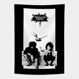 Feeding the Pigeons  (white) Tapestry