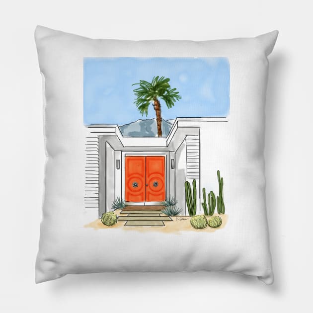 Orange Palm Springs Door Pillow by kschowe