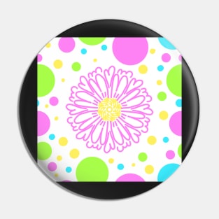 Polka dot Daisy in Fluorescent neon colours Pin