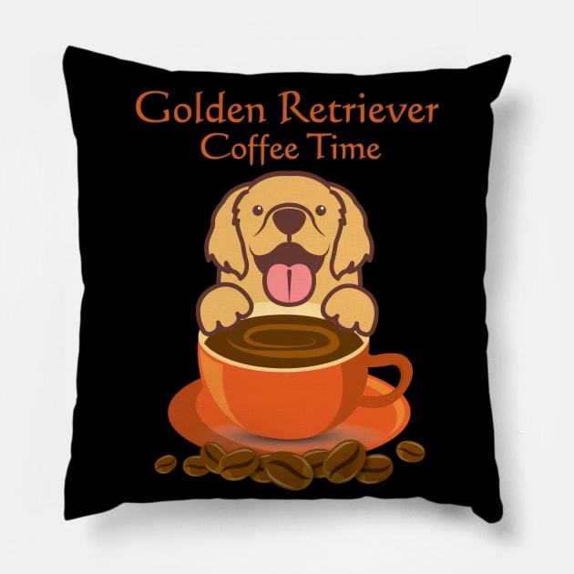 Golden Retriever Coffee Time Pillow by anbartshirts