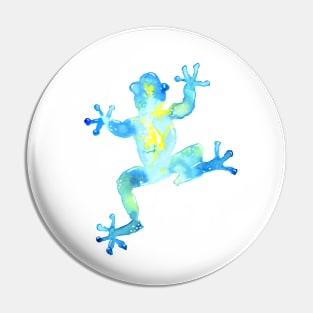 Blue Watercolor Frog Pin