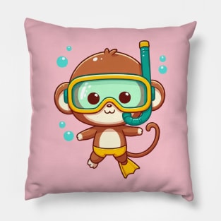 Cute monkey Snorkeling Pillow