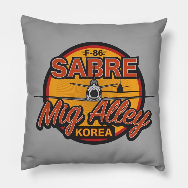 F-86 Sabre - Mig Alley Korea Pillow by Tailgunnerstudios